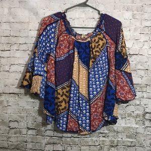 Democracy patchwork floral colorblock top size S